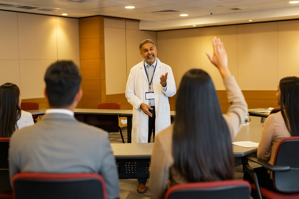 Healthcare professionals communicating